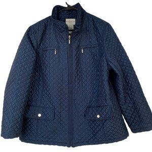 White Stag Womens Quilted Navy Jacket 2X Polyester/Nylon Full Zip RII10580
